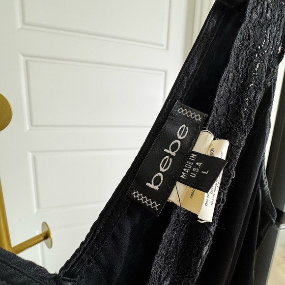 Y2K‎ Vintage Black Satin Slip V Neck Coquette Dress Lace Trim L Elena Gilbert - Picture 2 of 9